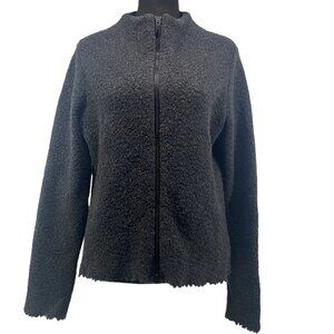 𝅺Peter Mahler zip up sweater gray wool blend career soft blazer jacket sz sm